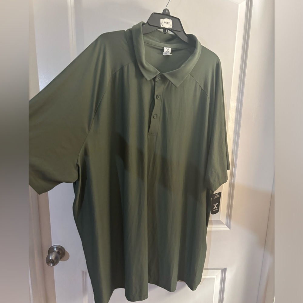 Men's Xersion Big & Tall Quick dry Cooling Green Polo Shirt Sz 4XL - Picture 2 of 7